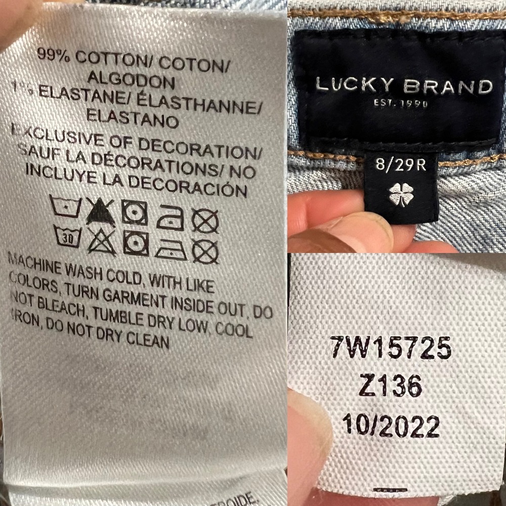 Lucky Brand Boy Mid Rise Relaxed Straight Embroidered Floral Jeans Light Wash 8 - Picture 11 of 11